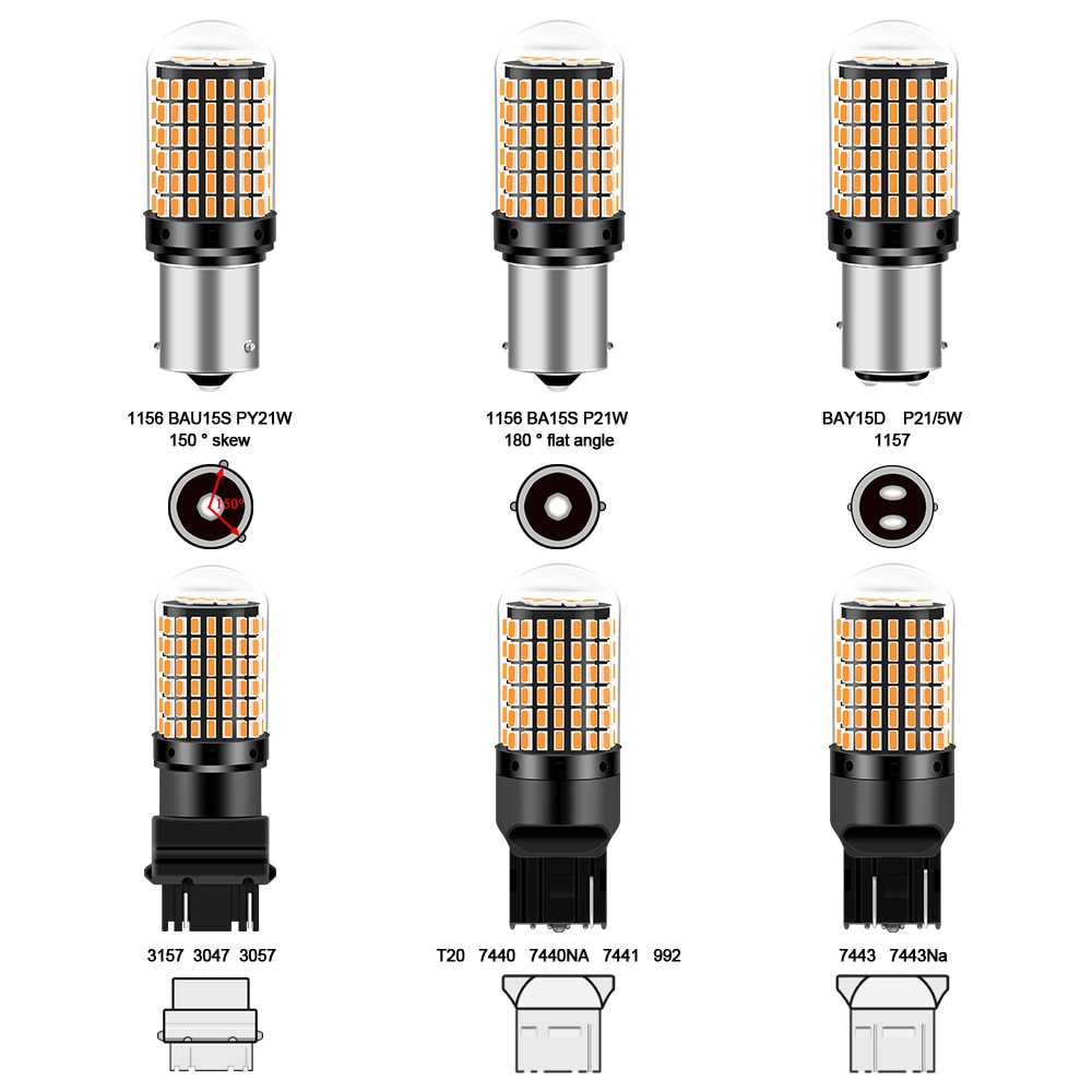 (satu set 2 pcs untuk dijual )Led Sein Sen Mundur Mobil 144 Titik Mata SMD 12-24V 1156 BA15S bau15s 1157 bay15d 7440 t20 led Mobil Motor Bayonet Kaca