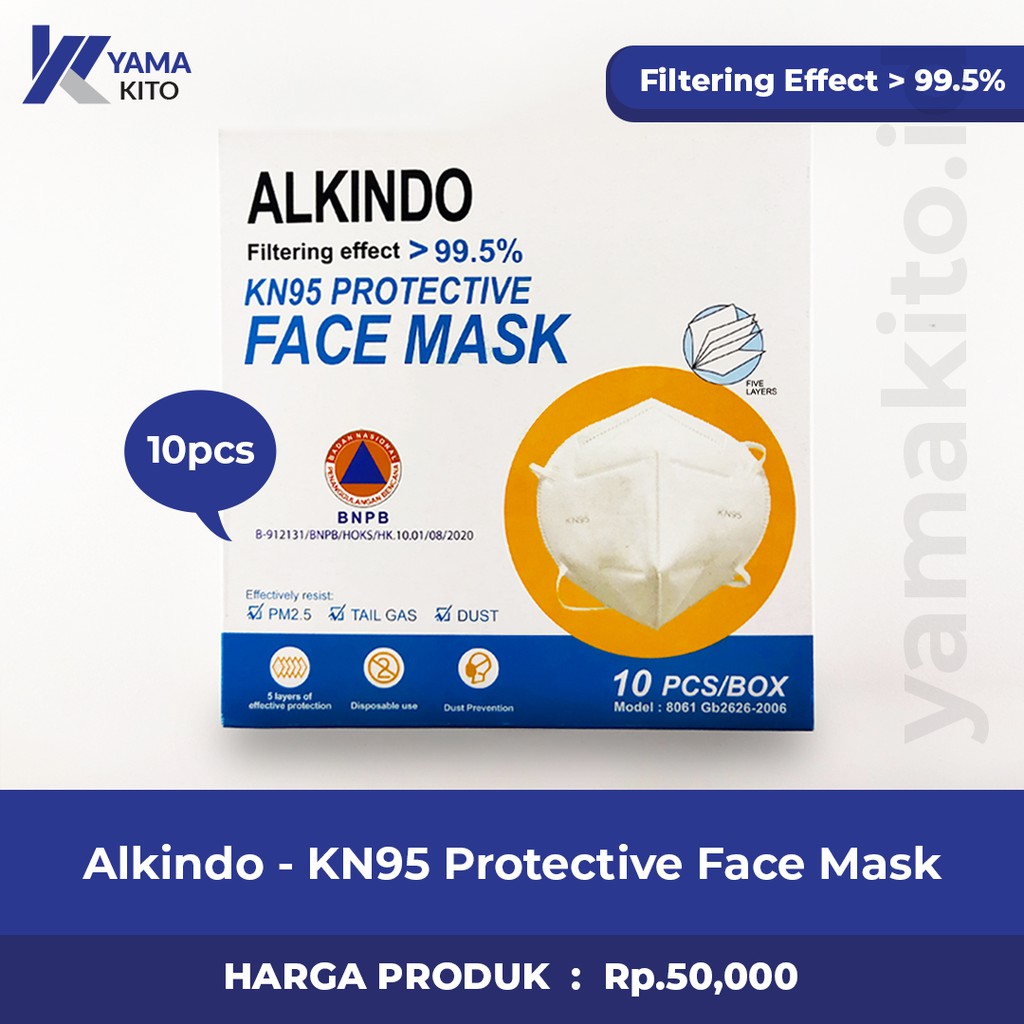 Alkindo KN95 Protective Mask - 1 Box Isi 10 Pcs