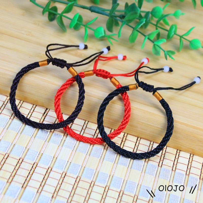 1pc Gelang Tali Handmade Warna Merah Untuk Pasangan - ol