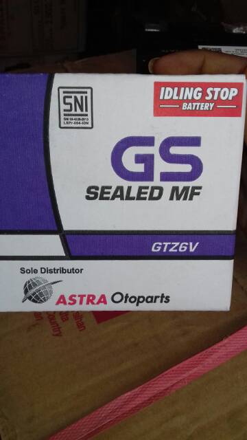 Aki motor merk gs astra gtz6v for honda vario 125 cc.150 cc.new scoopy merk GS ASTRA type GTZ6V