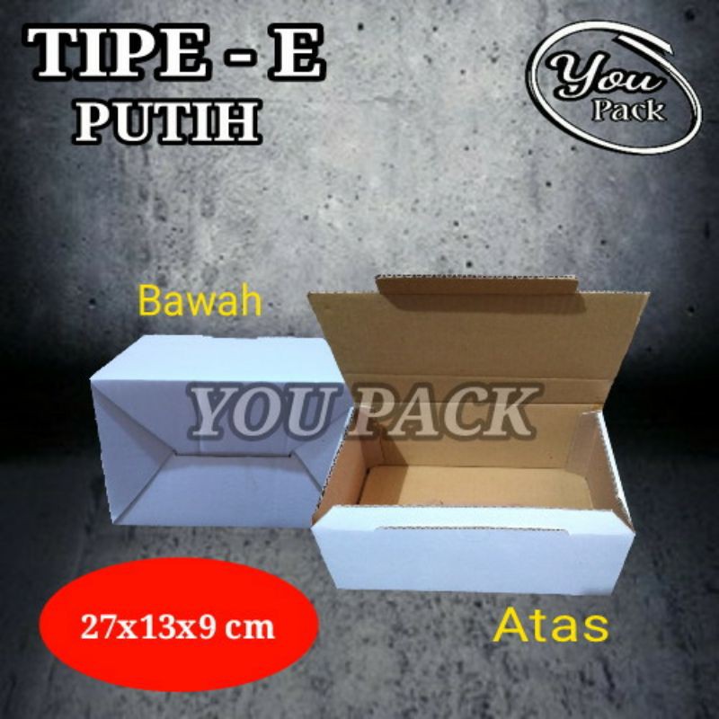 

KOTAK KARDUS TIPE-E PUTIH 27X13X9 CM PUTIH POLOS DUS BOX PACKING