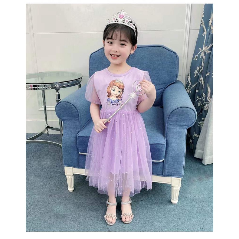 Dress Anak Bayi Frozen 2 Princess Elsa Tutu Cute Import 2 - 7 Tahun-Sofia Pendek Set
