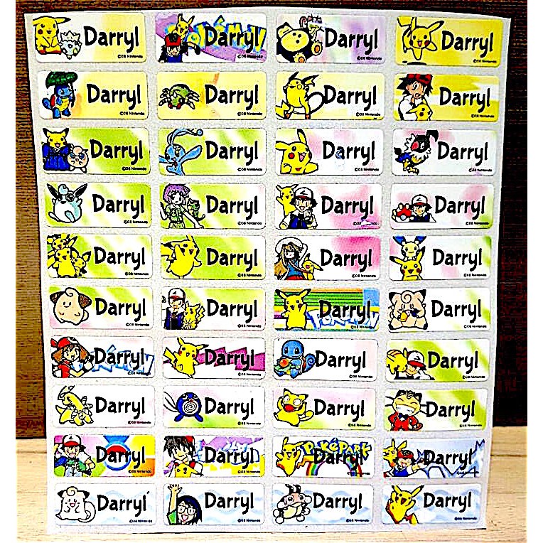 

Label nama anti air stiker waterproof Pokemon