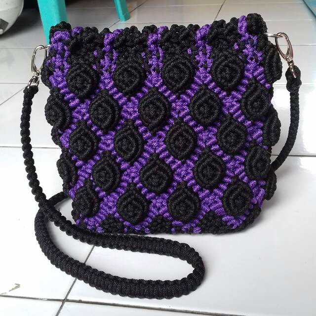 Tas tali kur motif bunga mawar + furing
