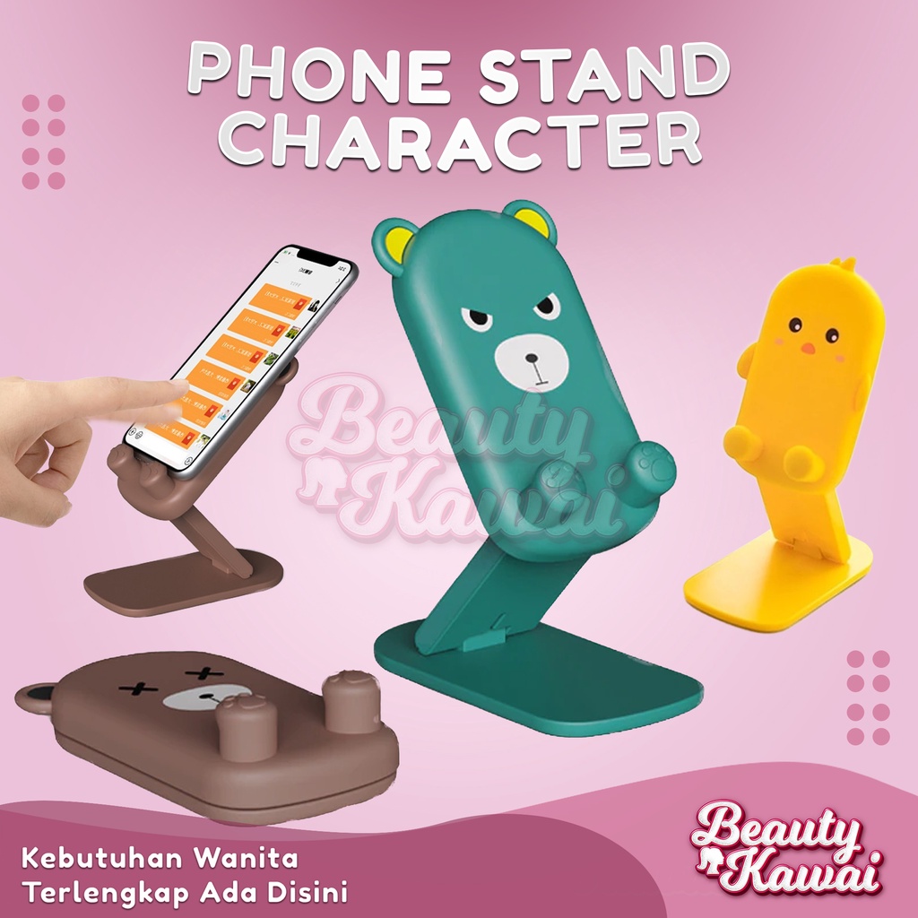 Dudukan Hp Karakter Kartun Phone Holder Stand Meja Foldable 3 Warna