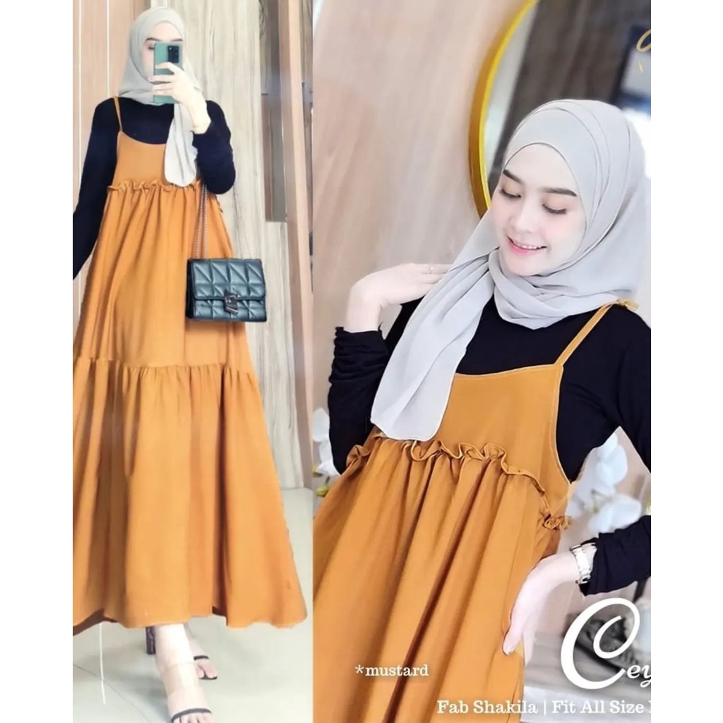 RITA OVERALL HS BAHAN KAIN SHAKILA Dapat OVERAL Gamis Anak Tanggung Dress Model Terbaru Overall Dres