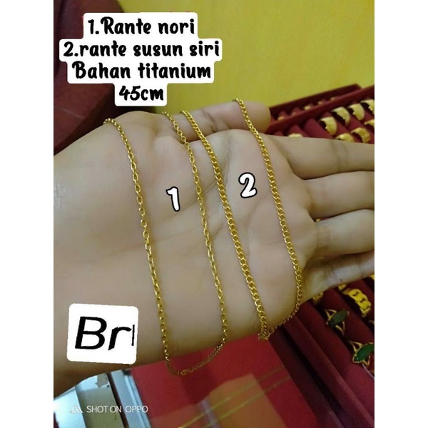 Kalung titanium gold pilih variasi di catatan atau chat nori atau susun siri kecil