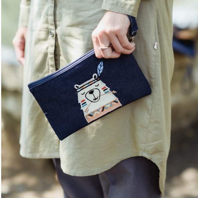 Pouch Jeans Dompet HP Denim Tissu Heejou Custom