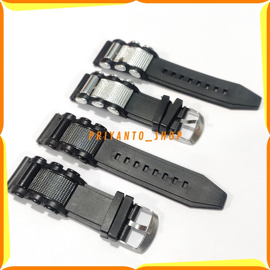 Tali karet Jam Tangan 24mm Rubber Strap Fashion Hitam Bagus WH57