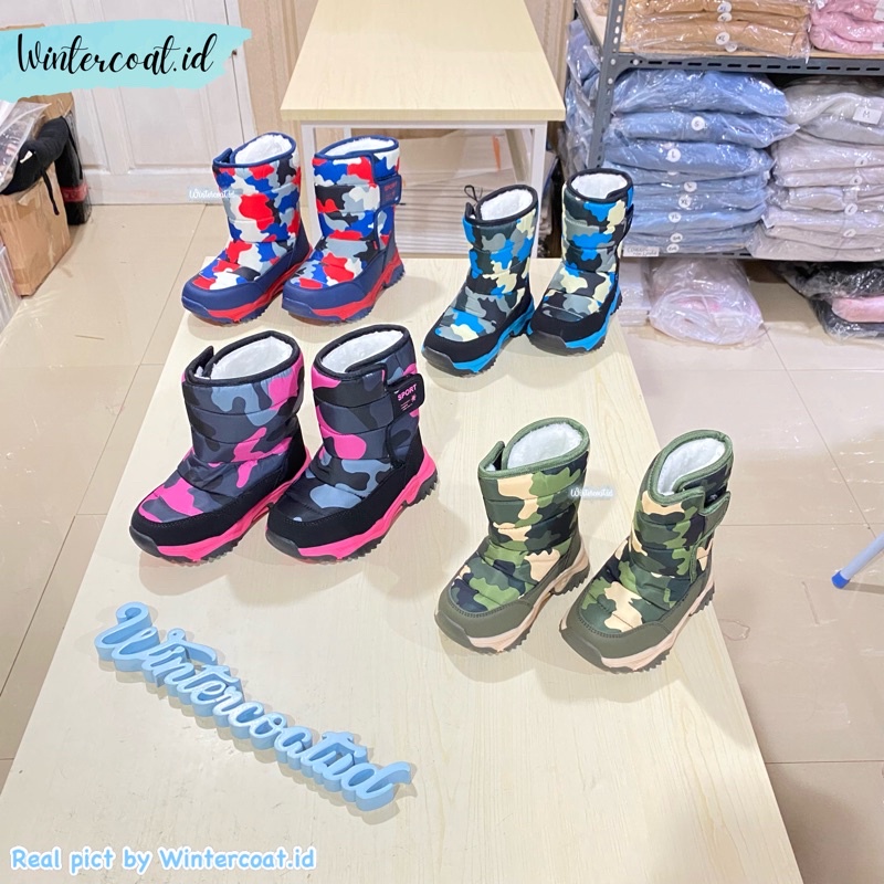 READY INDONESIA Snow Boots winter Kids children sepatu musim dingin waterproof anak cowok army