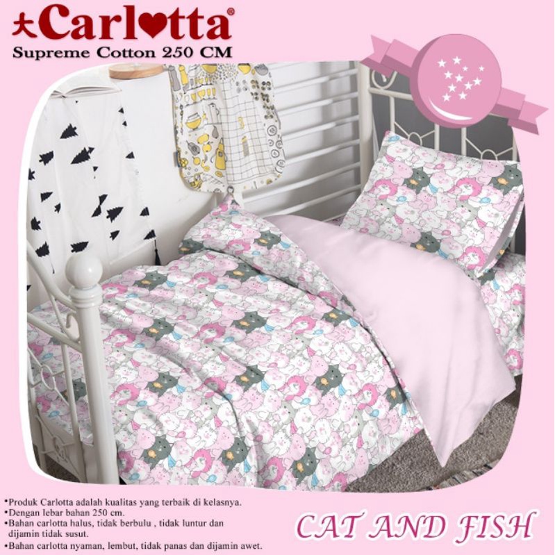 KAIN BAHAN SPREI METERAN KATUN CARLOTTA MOTIF CAT AND FISH