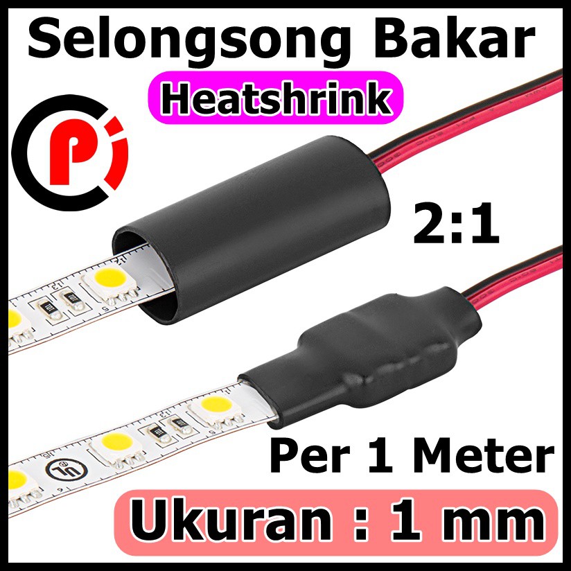 Heatshrink Selang Bakar 1mm 1Meter 1M Selongsong ciut Pembalut Kabel