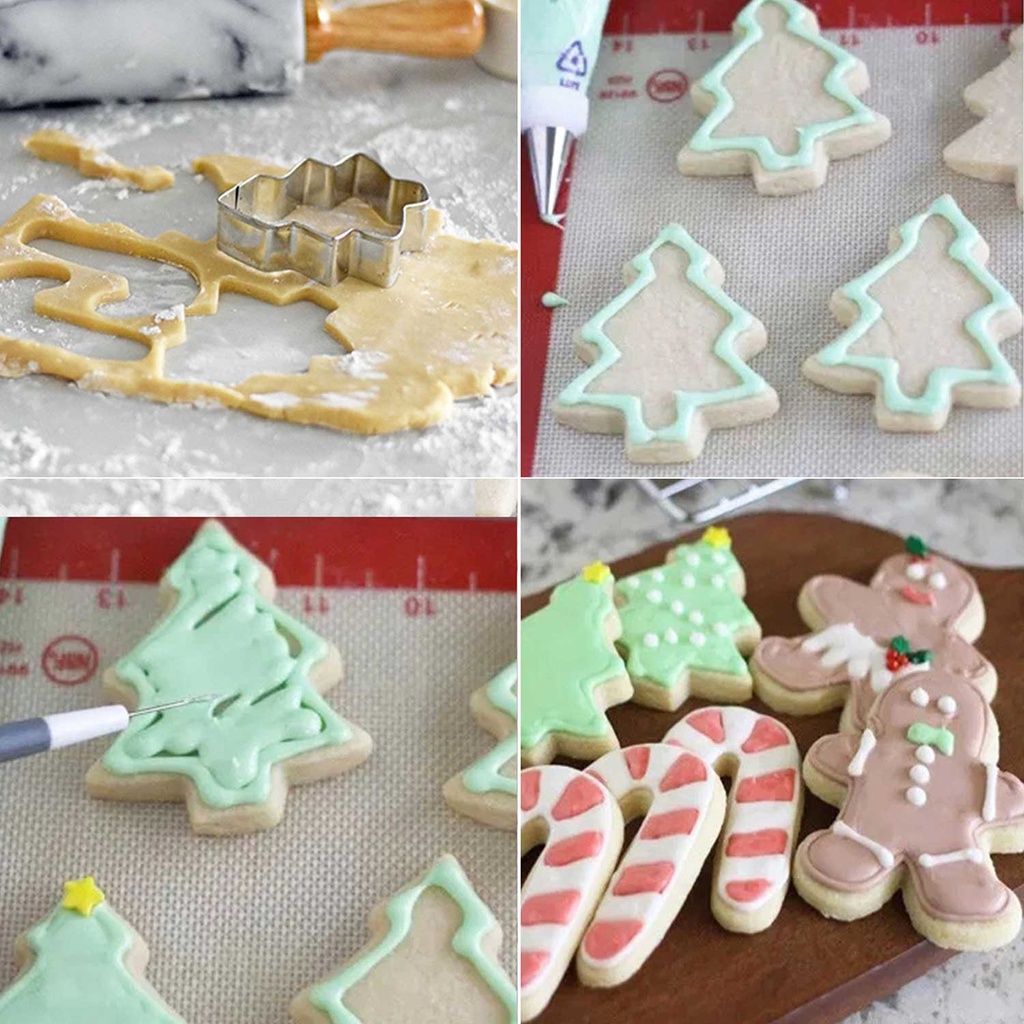 5pcs / Set Cetakan Kue Jahe Tema Natal Bahan Stainless Steel Untuk Aksesoris Dapur