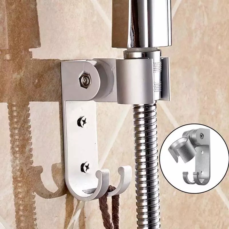 holder hook dudukan braket gantungan kepala head shower bracket penyangga cantolan selang shower kamar mandi bahan alumunium