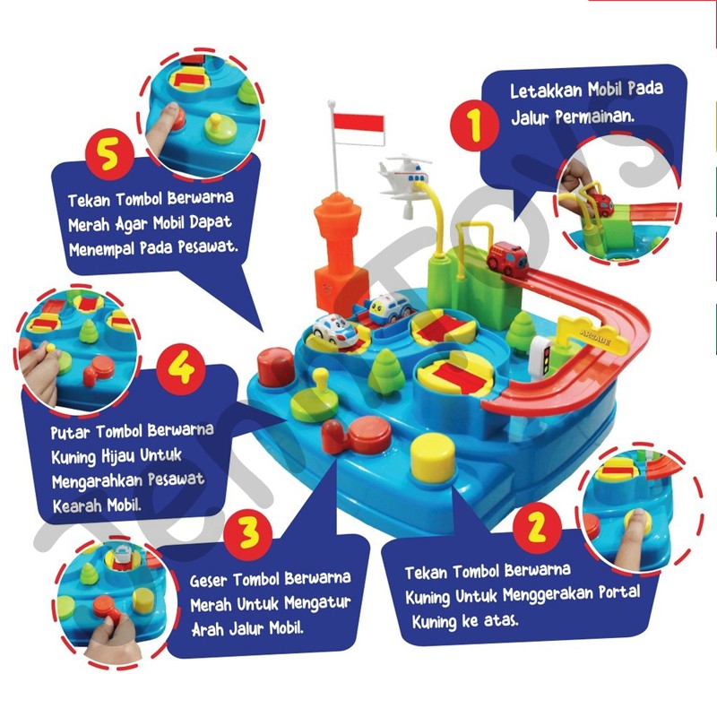 JennToys - Mainan Anak Edukasi PAUD Balita Play Set Mobil Adventure Toys - COTTON ARCADE