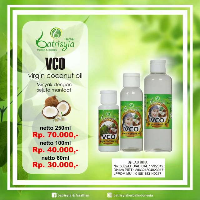 

100% minyak kelapa murni Vco (virgin coconut oil), minyak sejuta manfaat, untuk luka luar dan dalam, diminum, dioles, diusap