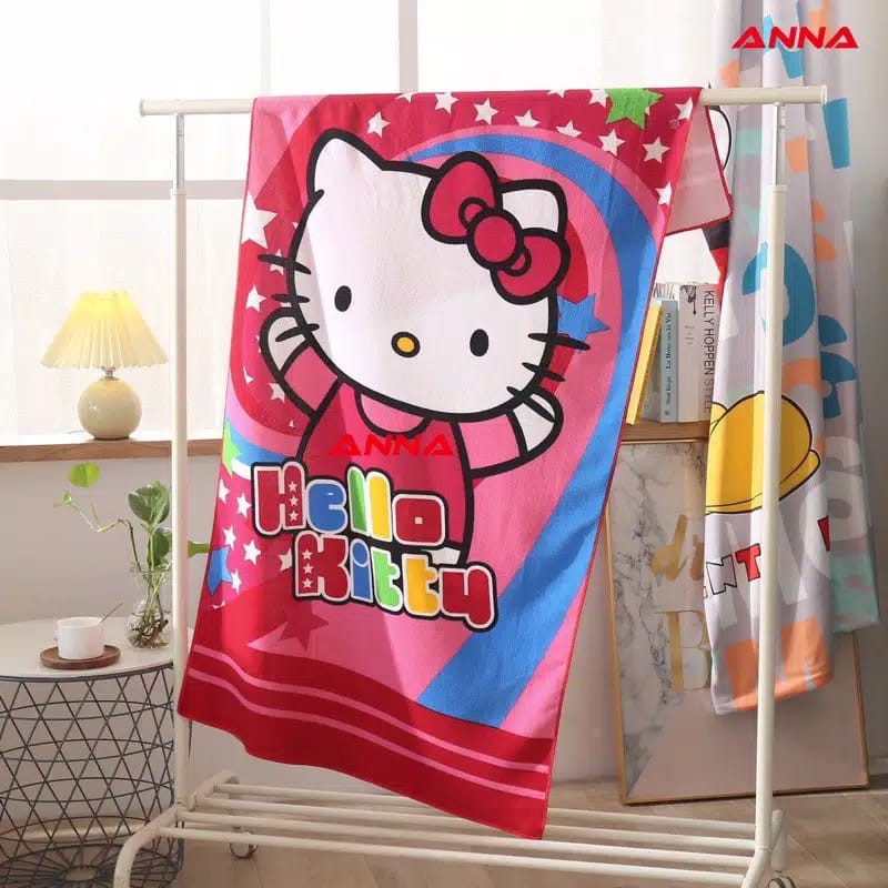 Handuk Mandi Bulu Karakter Ukuran 70 x 140cm 3D / handuk gambar / motif / karakter anak / kartoon