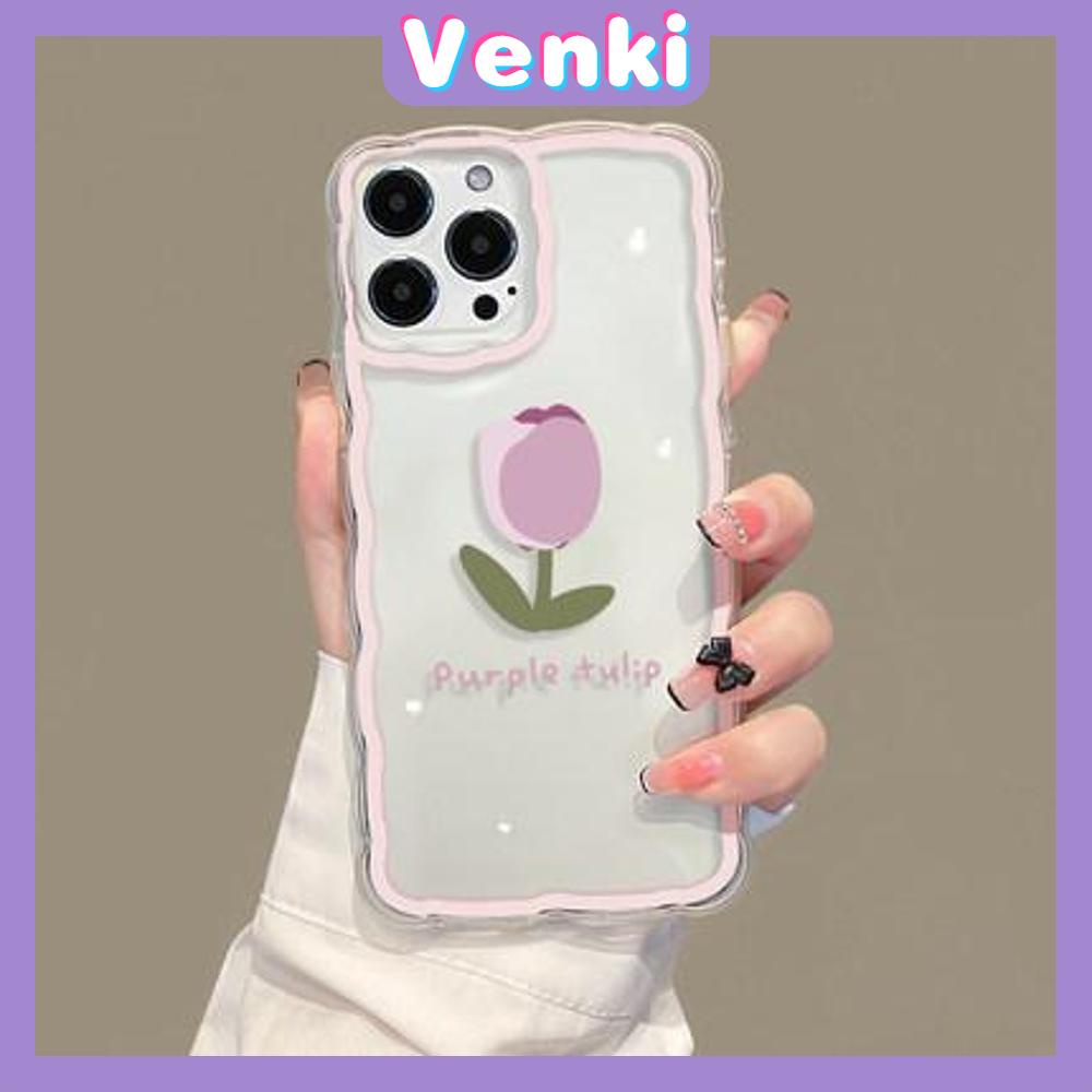 iPhone Case Silicone Soft Case Clear Case Wave Non-Slip Shockproof Camera Full Coverage Protection Purple Flower Tulip For iPhone 13 Pro Max iPhone 12 Pro Max iPhone 11 iPhone7Plus