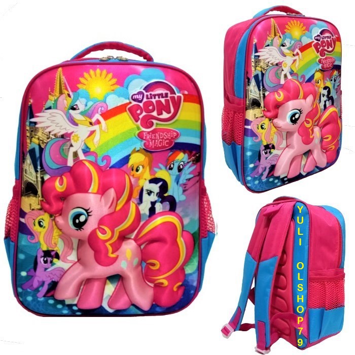 Tas Anak Sekolah Sekolah 3D Timbul Little Pony