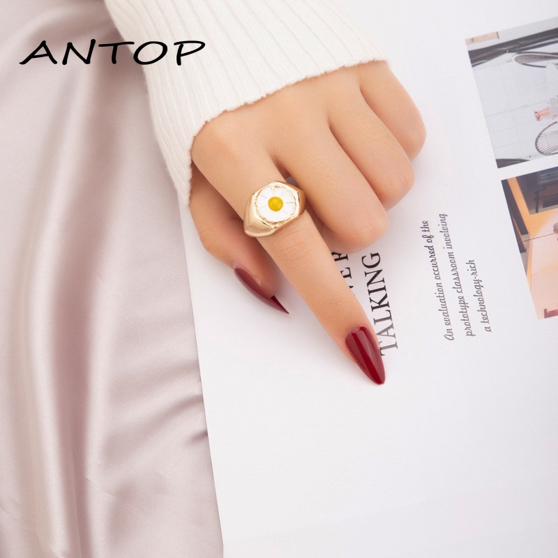 Bunga Aster Drop Wax Bunga Cincin Aksesoris Fashion Pria Wanita ANTOP