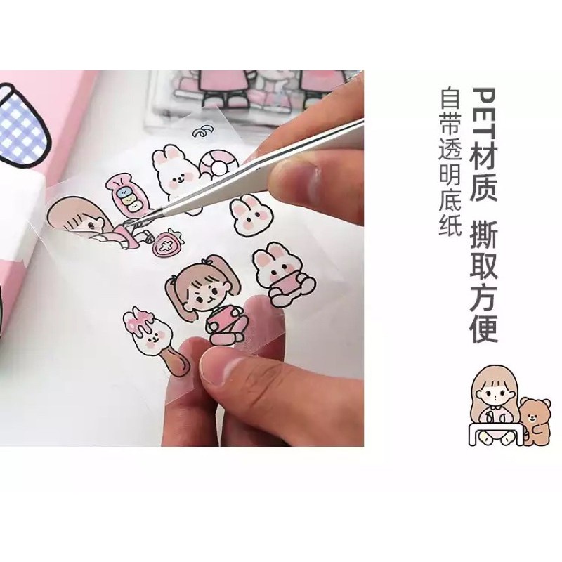 (RUCI) Sticker Botol Minum 2D Plastik Anti air / Buku Diary Stiker Motif / Stiker Anti Air Botol Hp Laptop Lucu ( 1Lembar )