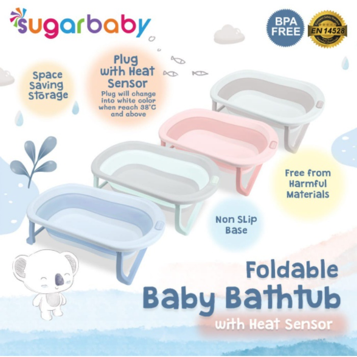 Sugar Baby Bak Mandi Bayi lipat F76 F79 F82 F88 Thermo Foldable Baby Bathtub Pillow dengan Sensor Panas / Bantal Mandi Bayi