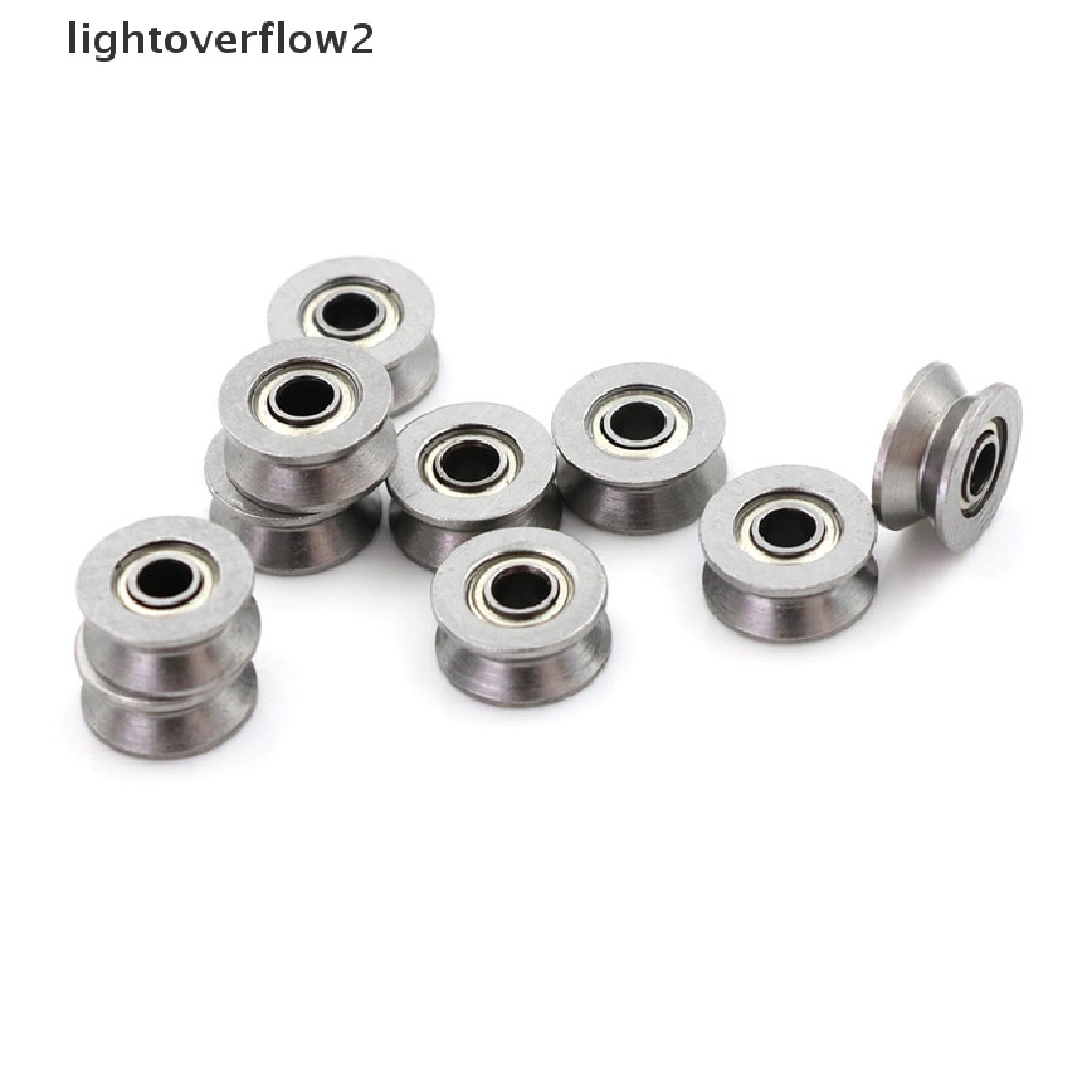 (lightoverflow2) 10pcs Bola Bearing Pulley Deep V Groove HCS Ukuran 3x12 X 4mm