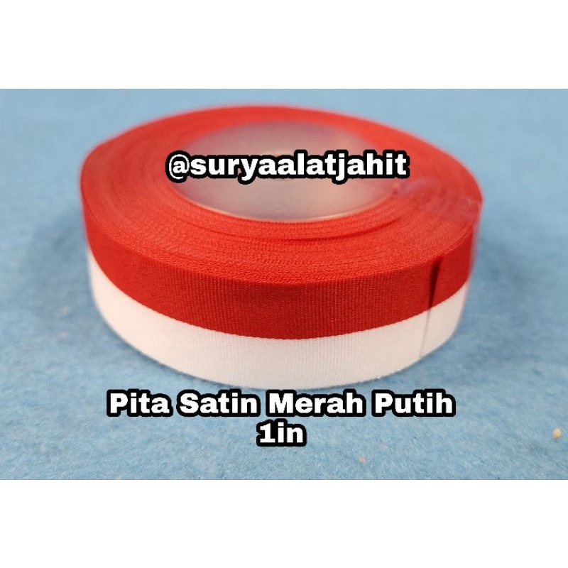 Pita Satin Merah Putih 1in (2.5cm) @1Rol =rp.12.500/20yrd