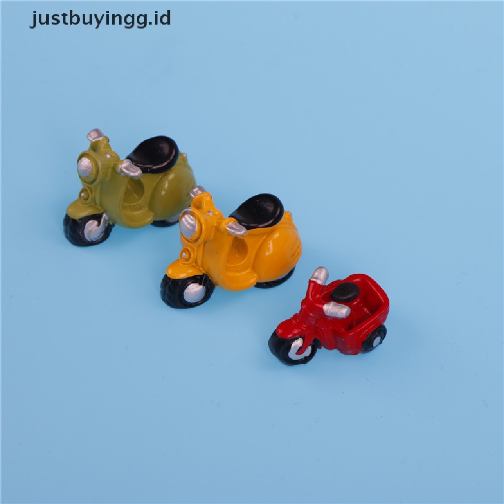(Justbuyingg.Id) Miniatur Motor Roda Tiga Untuk Dekorasi Taman Mini / Rumah Boneka