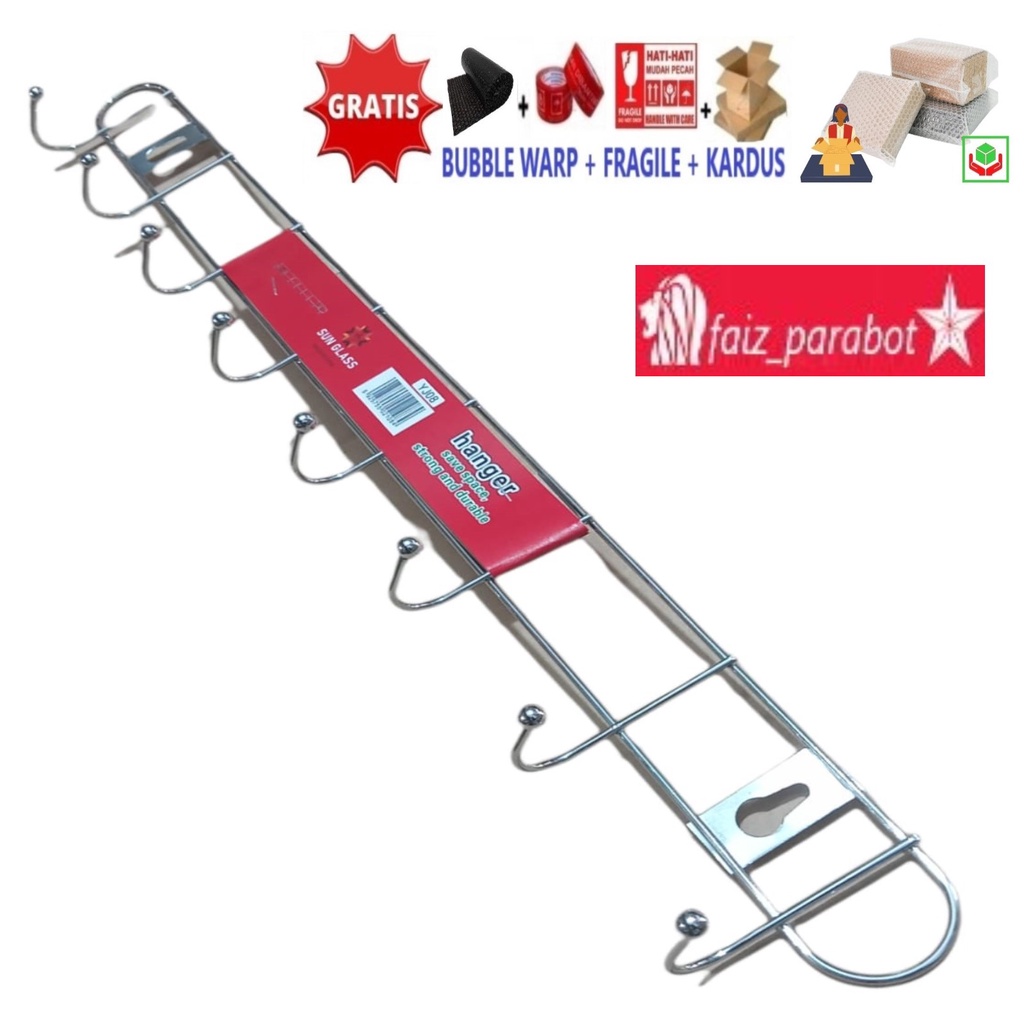Serba grosir murah Gantungan baju dinding stainles hanger kapstok 8 kait