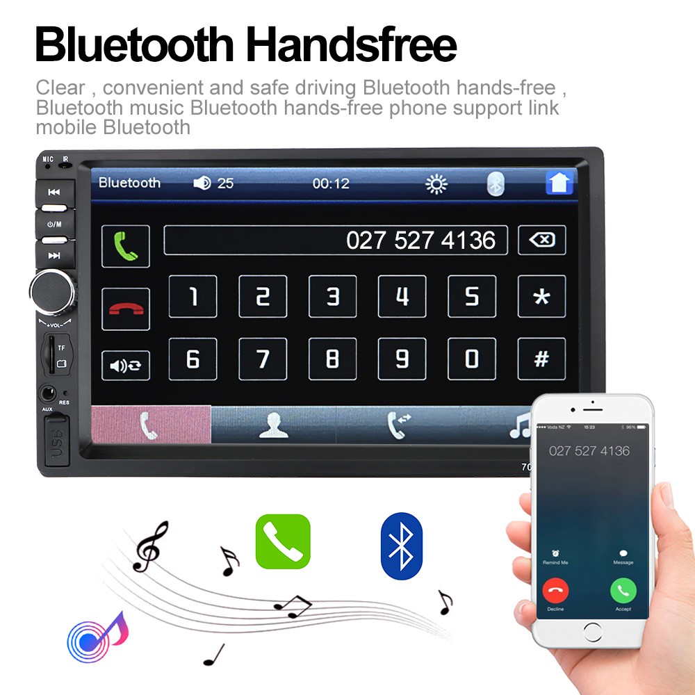 [Baru] 2din Radio Mobil 7 Inch Stereo Mobil LCD Layar Sentuh MP5 Player Bluetooth USB TF AUX-In Head Unit