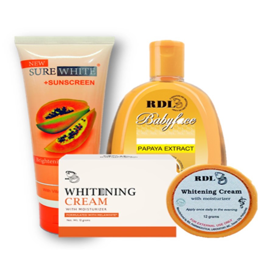 SUREWHITE PAPAYA 100ML- RDL CLEANSER PAPAYA 150ML- RDL CREAM 12G