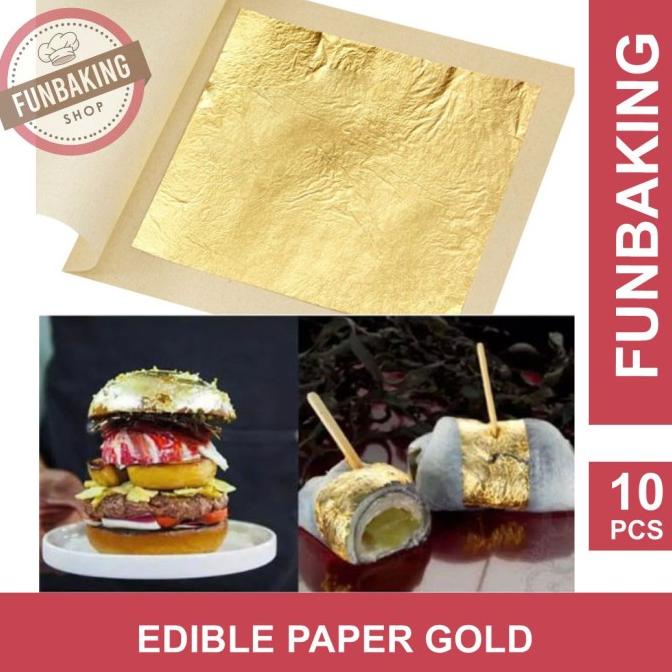 

Produk Terbaik] FunBaking - 10Pcs GOLD EDIBLE LEAF SHEET KERTAS EMAS FOOD GRADE 24K