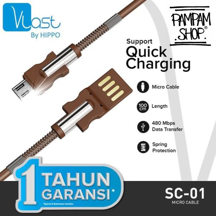 Kabel Data Hippo Vlast SC01 SC-01 SC 01 Micro USB 100 cm Fast Charging 3A Original Ori Hipo