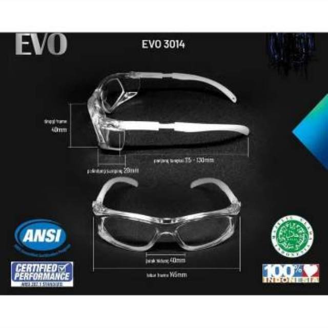 Kacamata Safety APD EVO Anti Kuman Virus Aman HALAL kualitas bagus