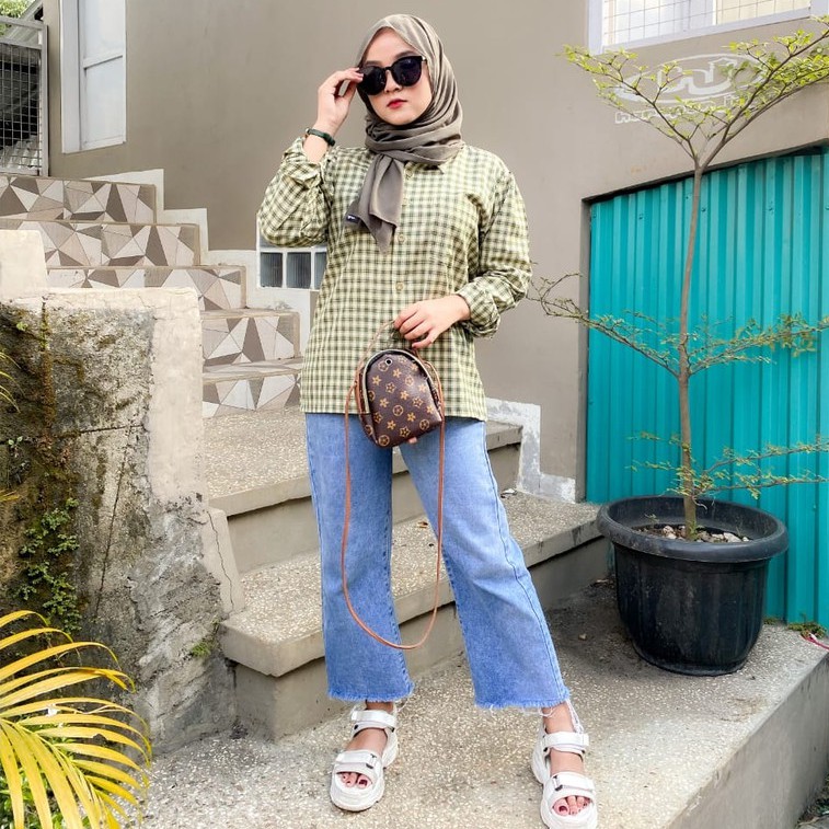 KEMEJA TARTAN SHIRT OVERSIZE BY HAIZONA-GREENTEA