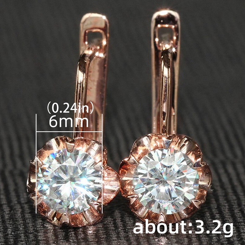 Anting Hoop Bentuk Bunga Warna Rose Gold Aksen Cubic Zirconia Untuk Wanita