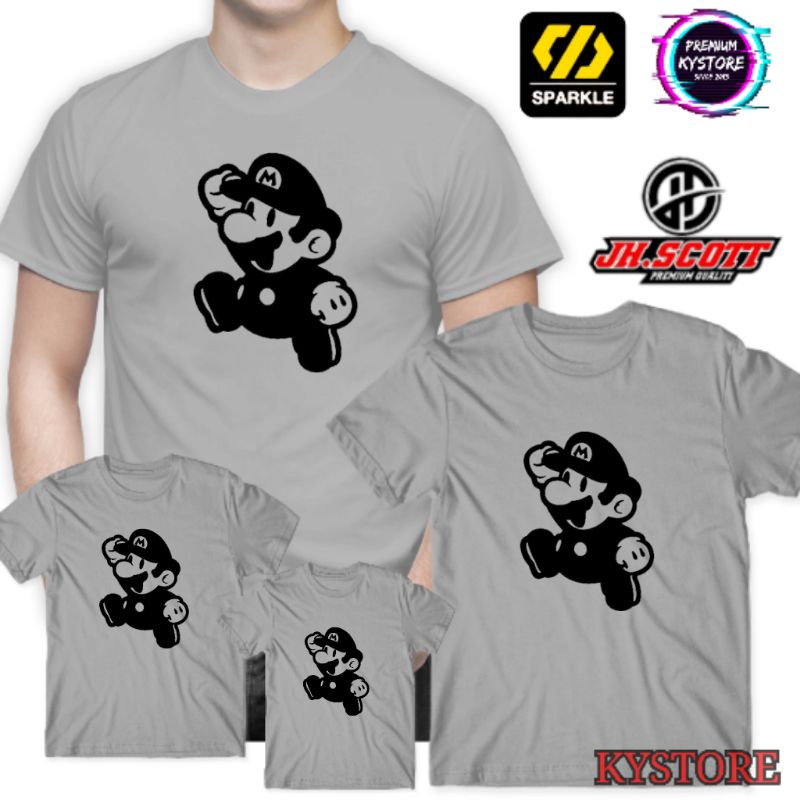 kaos anak dan dewasa motif mario bros pakaian pria - kystore