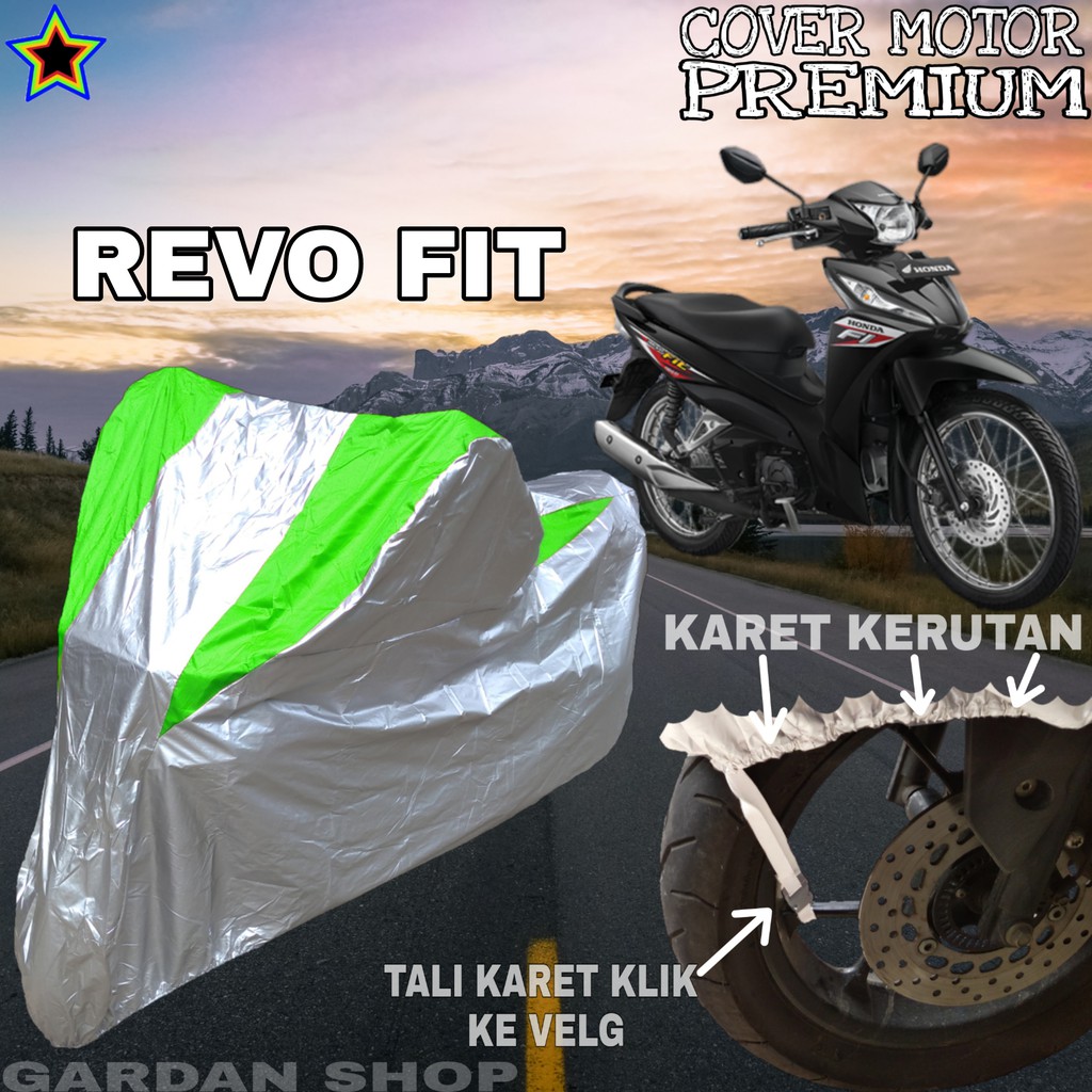 Sarung Motor REVO FIT Silver HIJAU Body Cover Penutup Pelindung Motor Revo PREMIUM