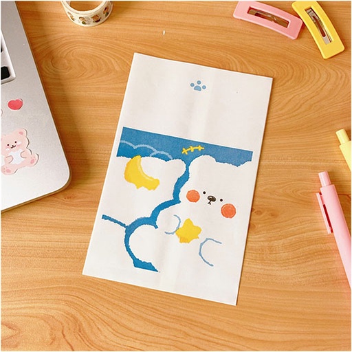 Simple Ins Paper Bag Tas Penyimpanan Kartun Lucu Mini Snack Candy Bear Tas Hadiah Ulang Tahun -PD