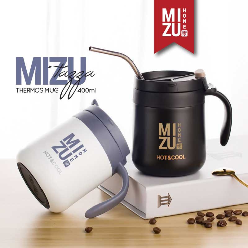MIZU TAZZA Thermos Mug 400ml Hot & Cold Drinks 304 Stainless Steel Tumbler Cangkir Termos Stenles-6