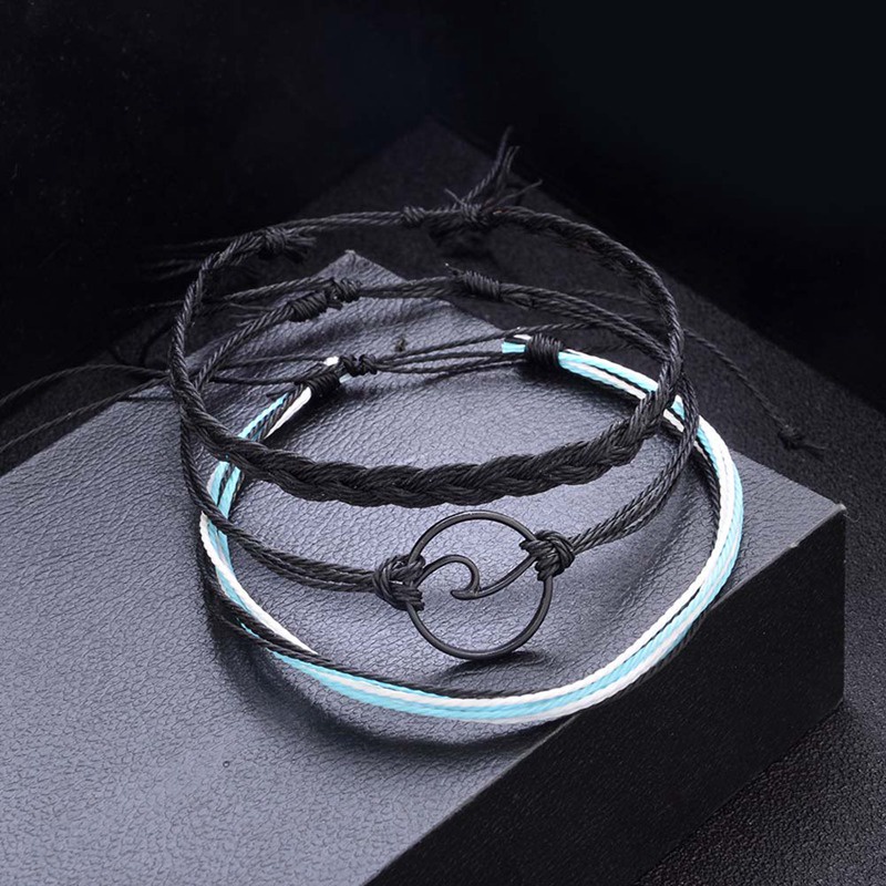 Fancyqube 3pcs / Set Gelang Tali Tenun Multilayer Handmade Gaya Bohemian Untuk Wanita