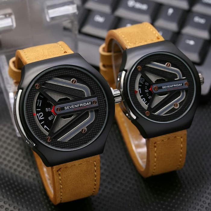 sf seven friday couple jam tangan kulit leather pria wanita