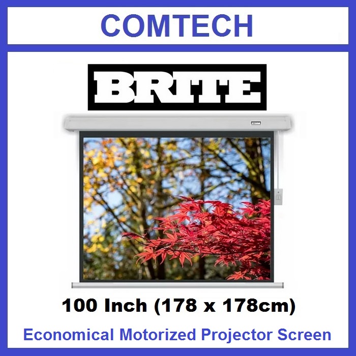 Brite eConomical Motorized Projector Screen 100 inch Layar Proyektor