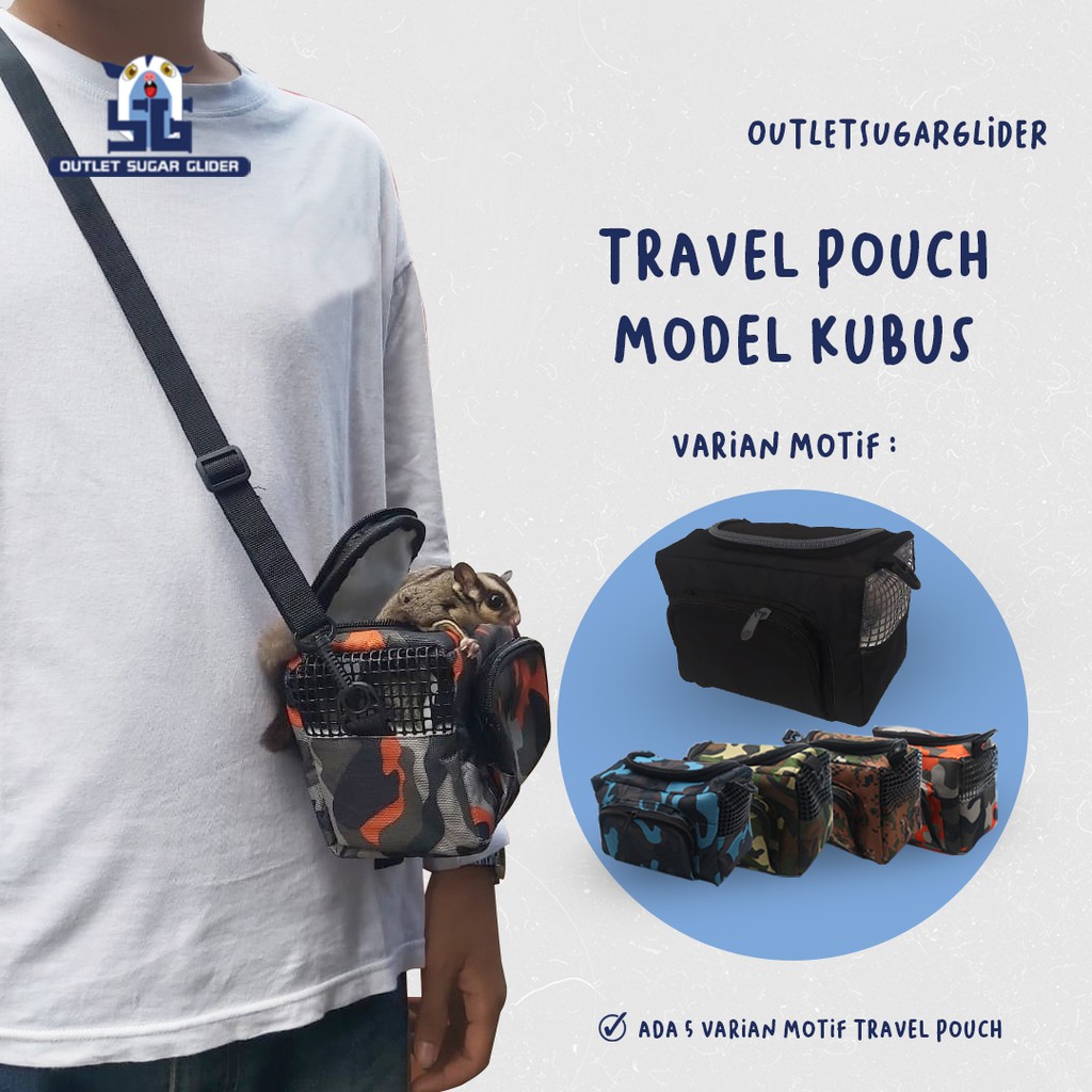 TRAVEL POUCH MODEL KUBUS UNTUK HEWAN SUGAR GLIDER, TUPAI TERBANG