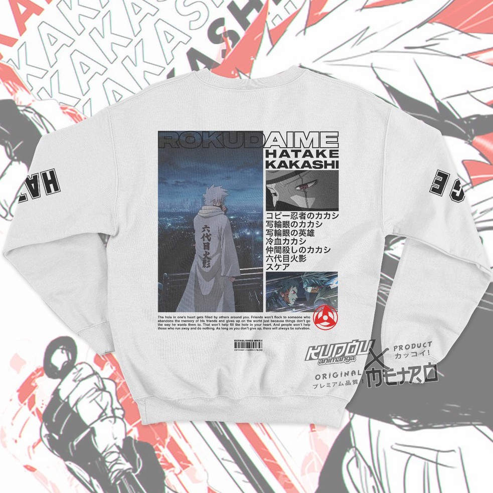 Crewneck Rokudaime Kakashi Anime Manga Naruto Premium Cotton Fleece unisex