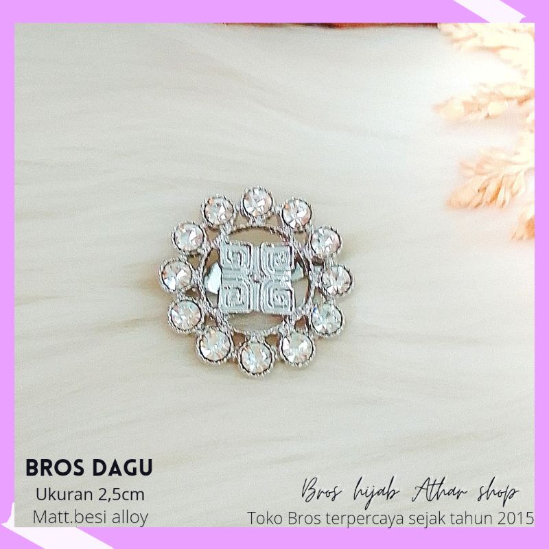 Bros B/bross signature branded import premium/brooch button/Bros hijab Athar shop scarve/Bros dada-Restu 02 silver
