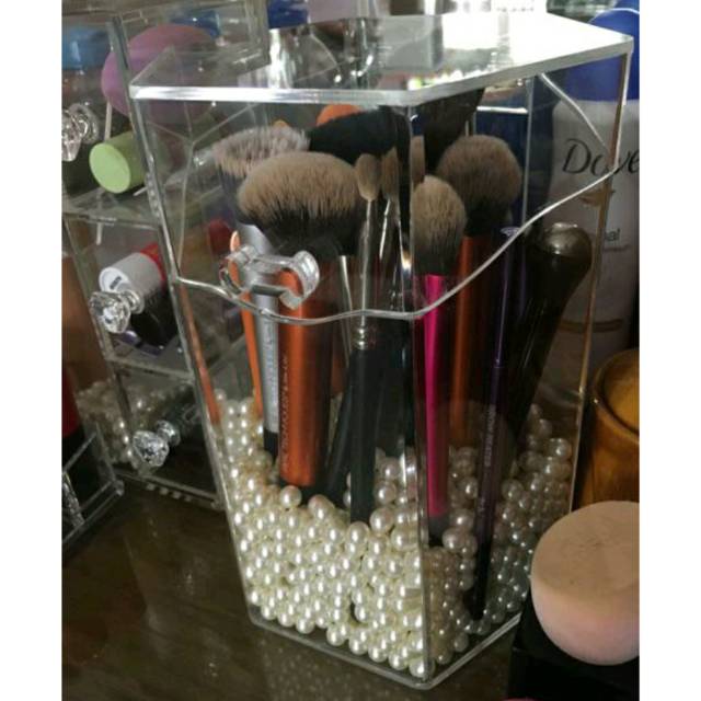 

Akrilik tempat brush hexagonal , brush holder acrylic, tempat brush akrilik