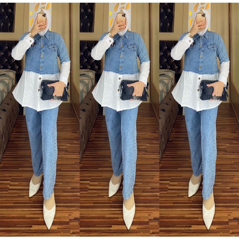 one set soft jeans mix katun