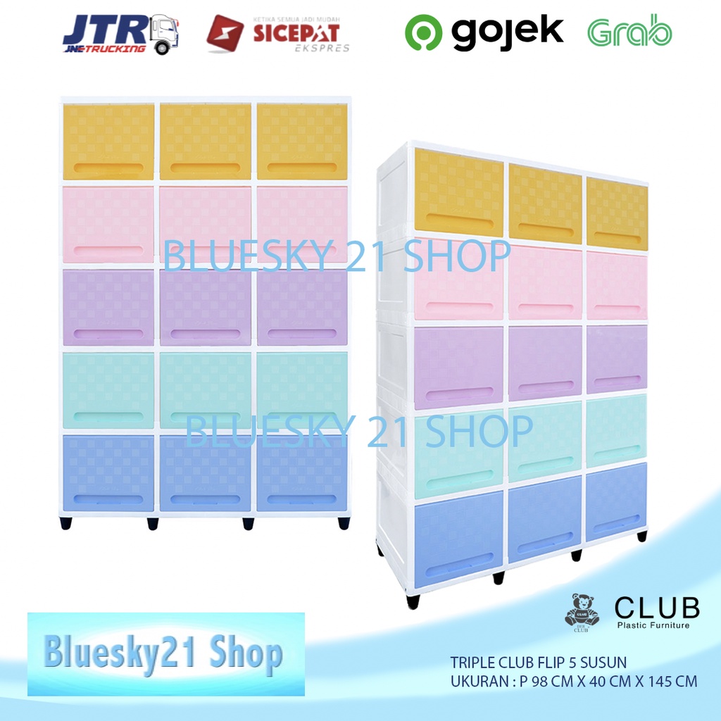 LEMARI PLASTIK TRIPLE CLUB FLIP 5 SUSUN / LEMARI PLASTIK TRIPLE CLUB FLIP JUMBO 5 SUSUN MURAH / LEMA